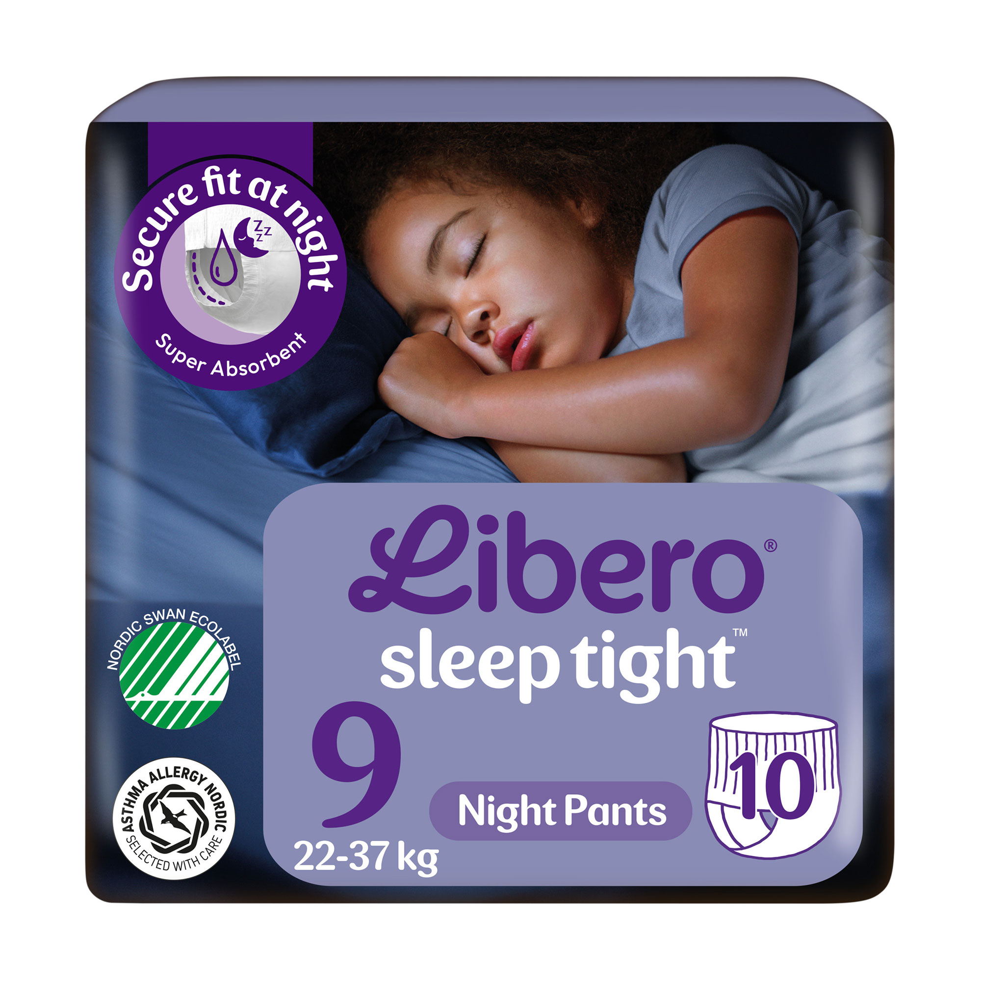 Підгузки-трусики Libero SleepTight розмір 9 (22-37 кг), 10 шт
