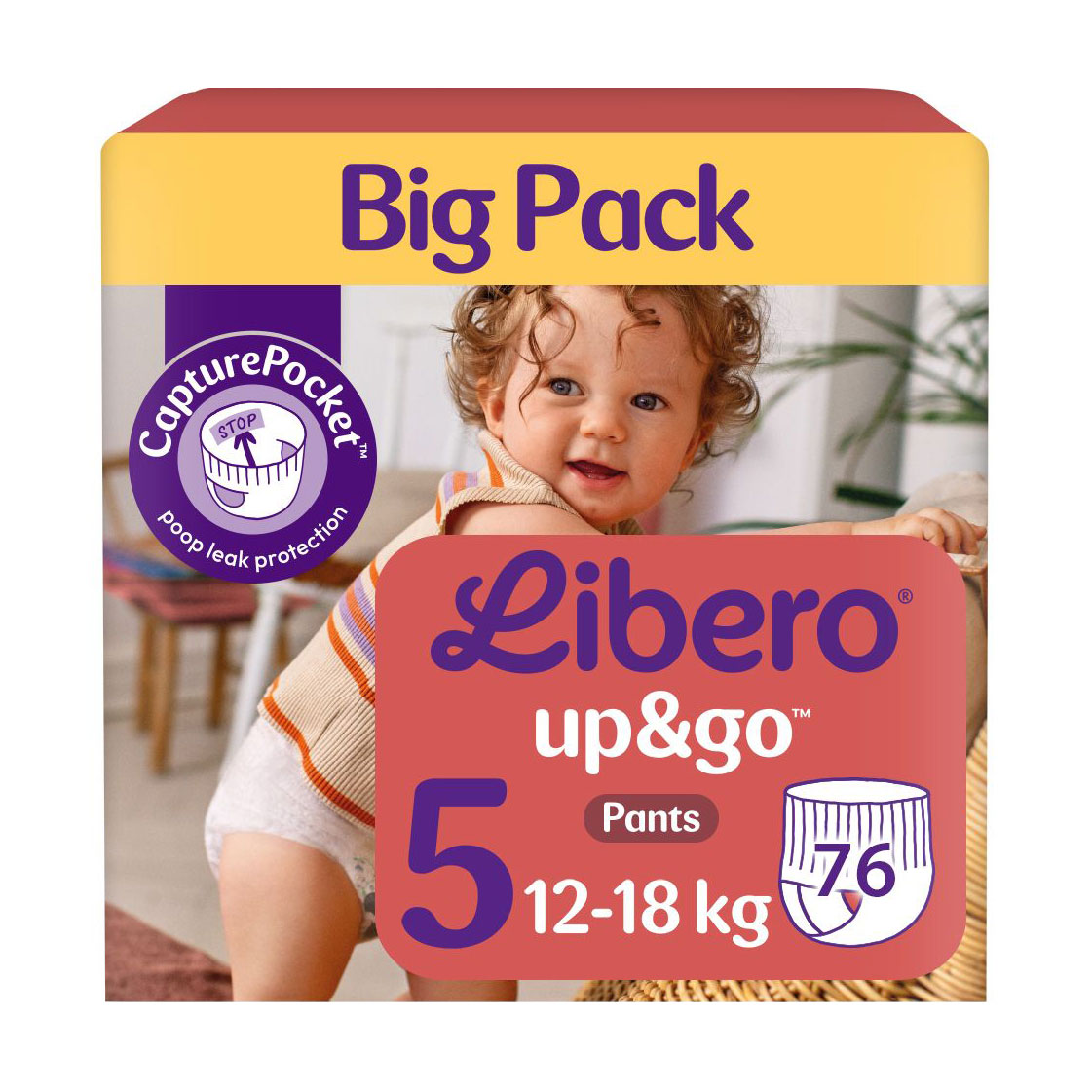 Підгузки-трусики Libero Up &amp; Go розмір 5 (12-18 кг), 2*38 шт