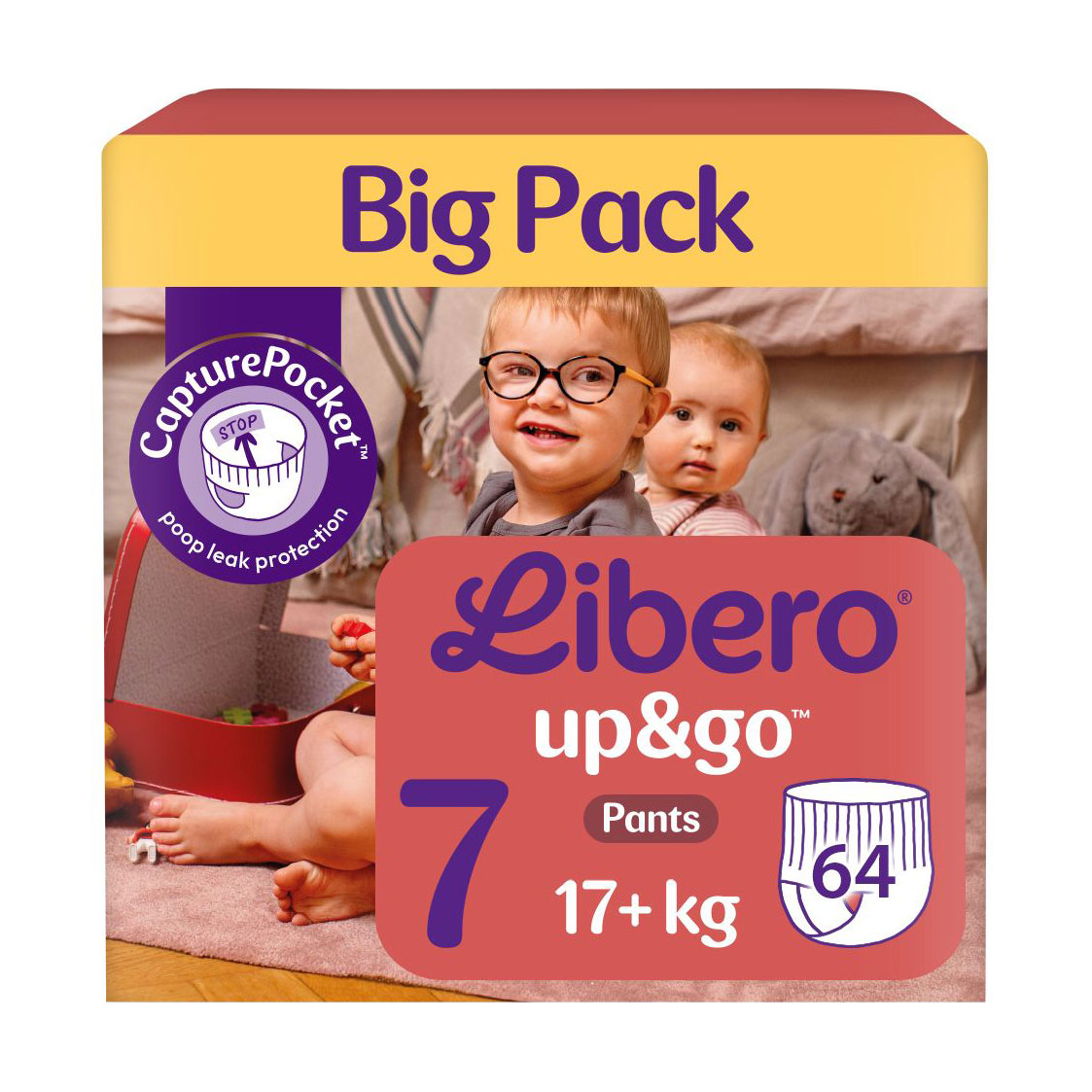 Підгузки-трусики Libero Up &amp; Go розмір 7 (17+ кг), 2*32 шт