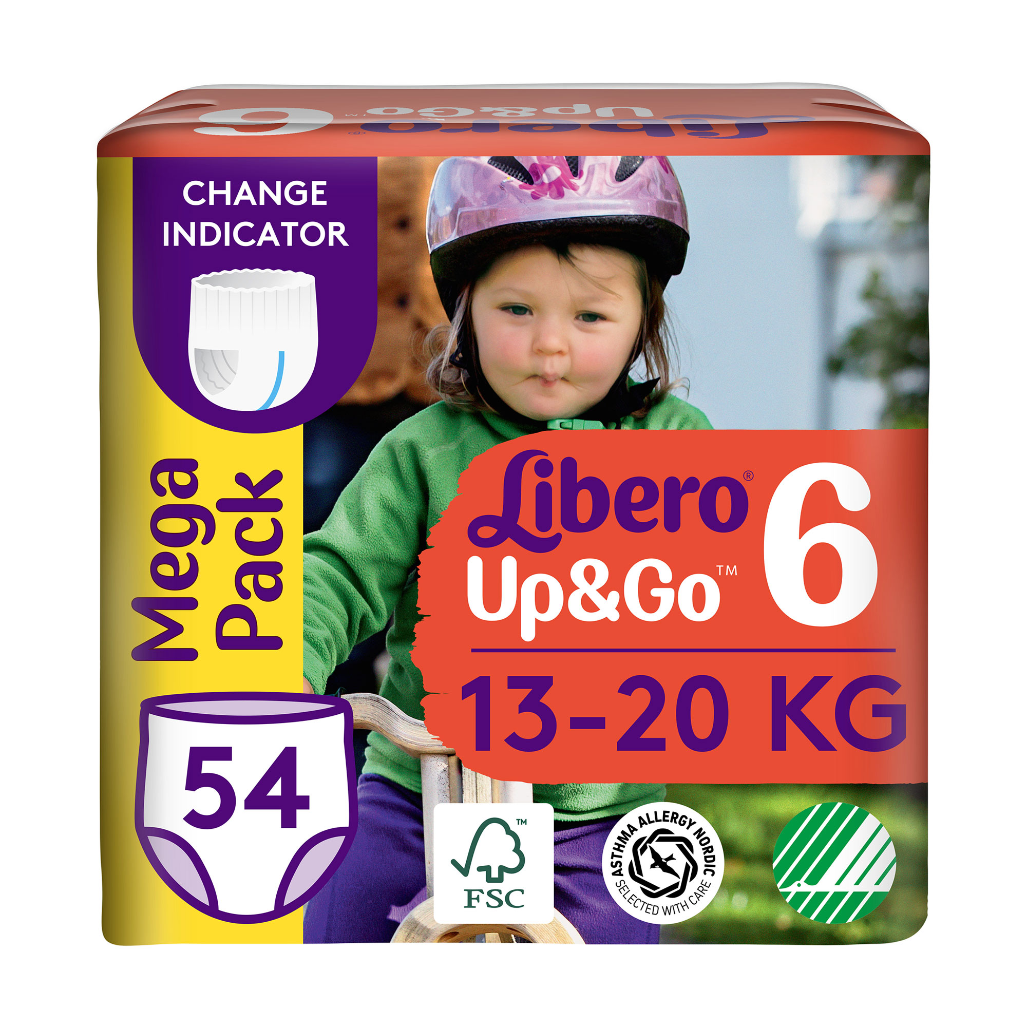 Підгузки-трусики Libero Up&amp;Go розмір 6 (13-20 кг), 54 шт